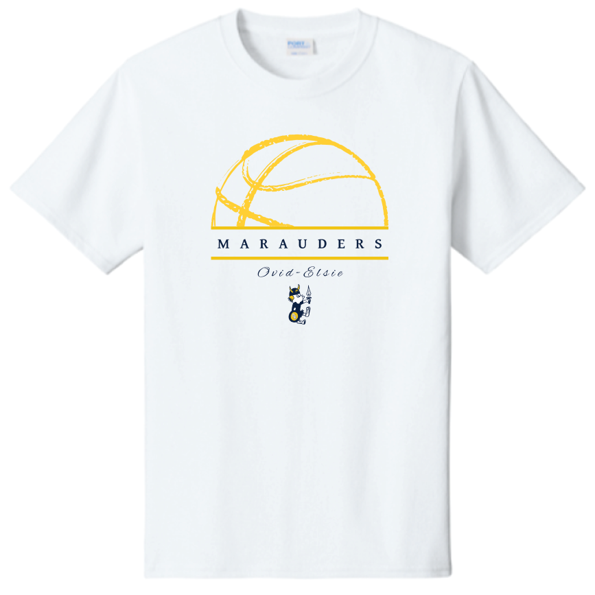 2026 Ovid-Elsie Basketball Port & Co™ Core Cotton Tee WHITE