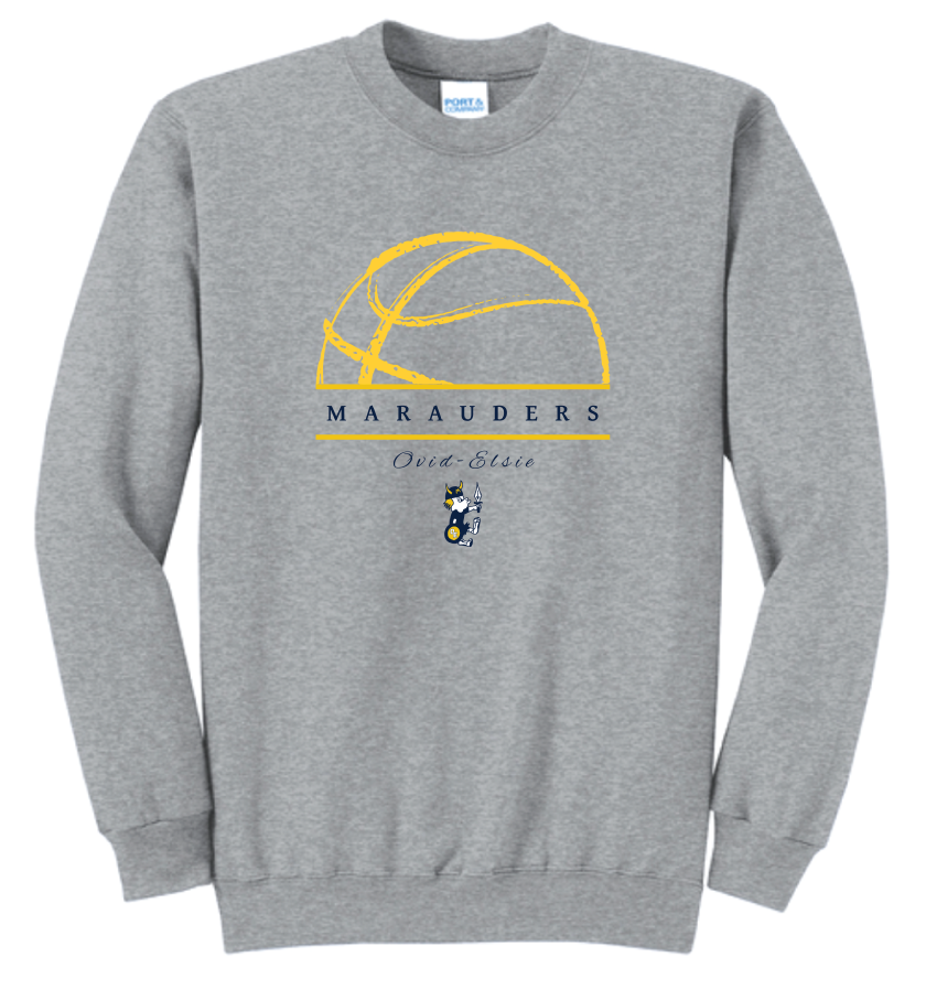 2026 Ovid-Elsie Basketball Port & Co™ Core Fleece Crewneck Sweatshirt GREY
